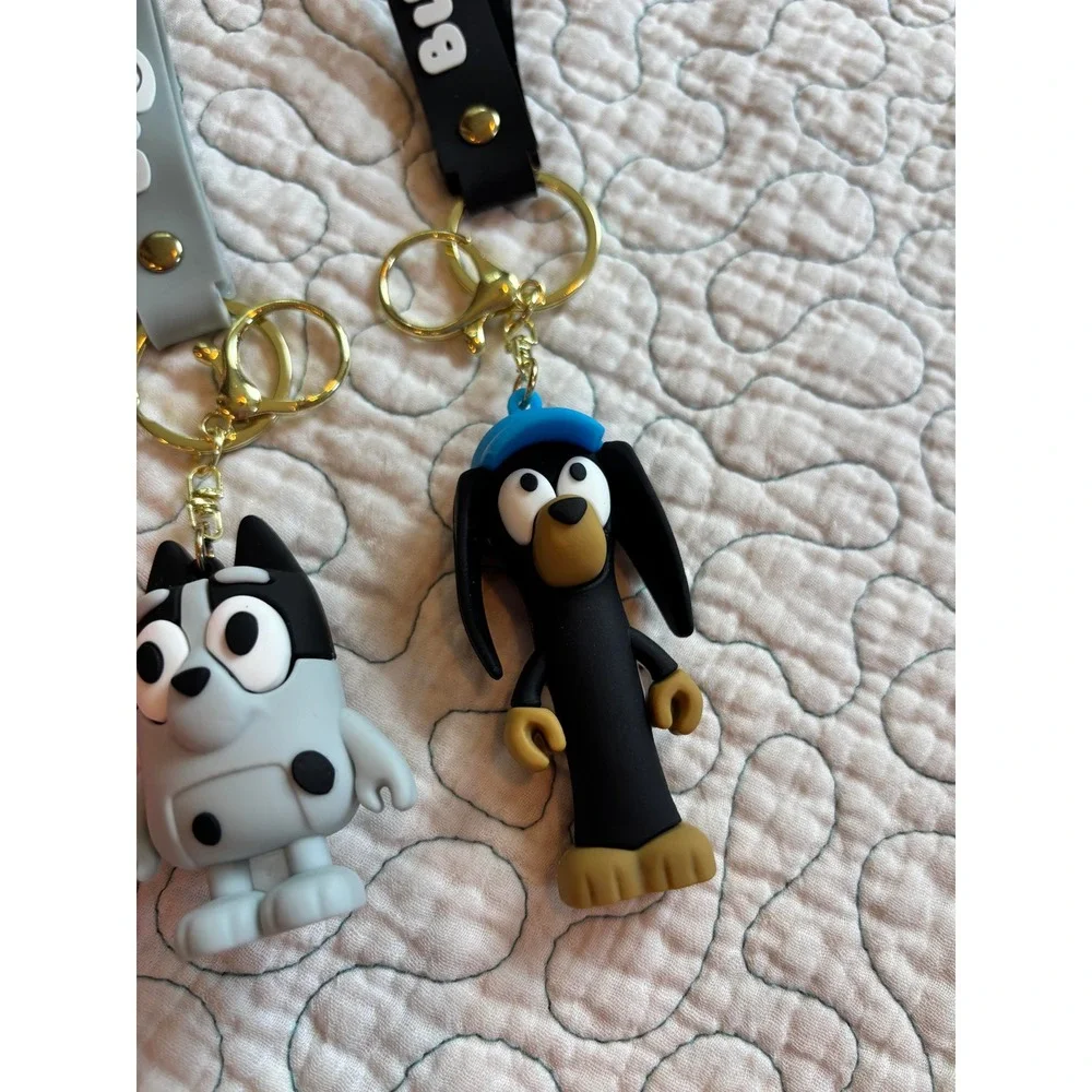 Bluey Character Keychains Muffin Snickers Coco Silicone Wristlet Charms 3 Pack